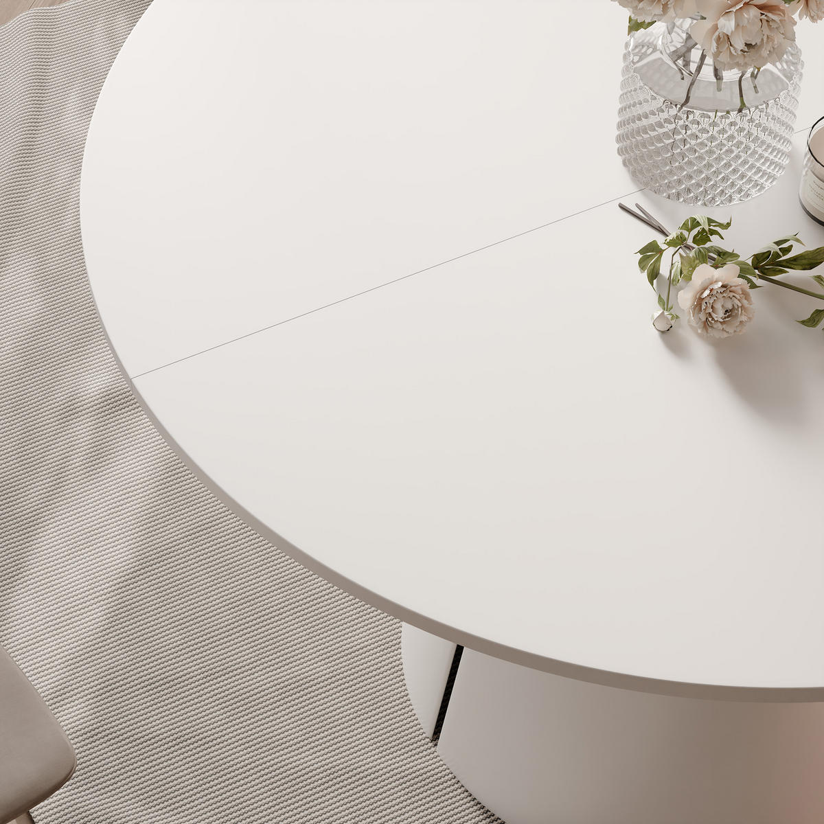 AUSZIEHTISCH BASE 100-176/76 cm, Arktisweiß - Weiß, Holzwerkstoff/Metall (100/100/76cm) - Idohome