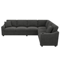 ECKSOFA 277/215/85 cm Grau mit USB/Type-C-Schnellladeanschluss und 2 Getränkehaltern - Grau, Textil (277/215cm) - Oxeza