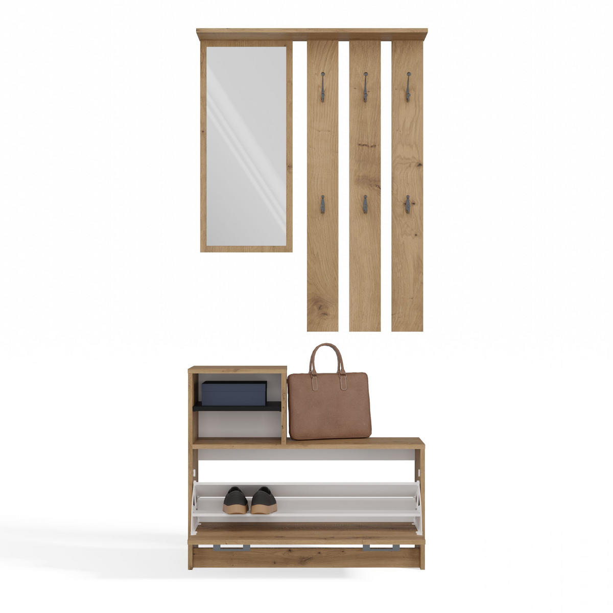 GARDEROBENSET Verena (2-teilig) - Eiche Artisan, Holzwerkstoff (85/180/24cm) - kommodly