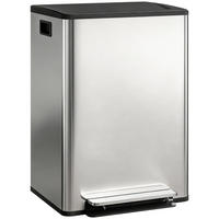 MÜLLTRENNSYSTEM 2X30L 47,5/67/37,5 cm Edelstahl Silber Tretmülleimer Küche - Silberfarben, Metall (37.5/67/47.5cm) - Rolipo