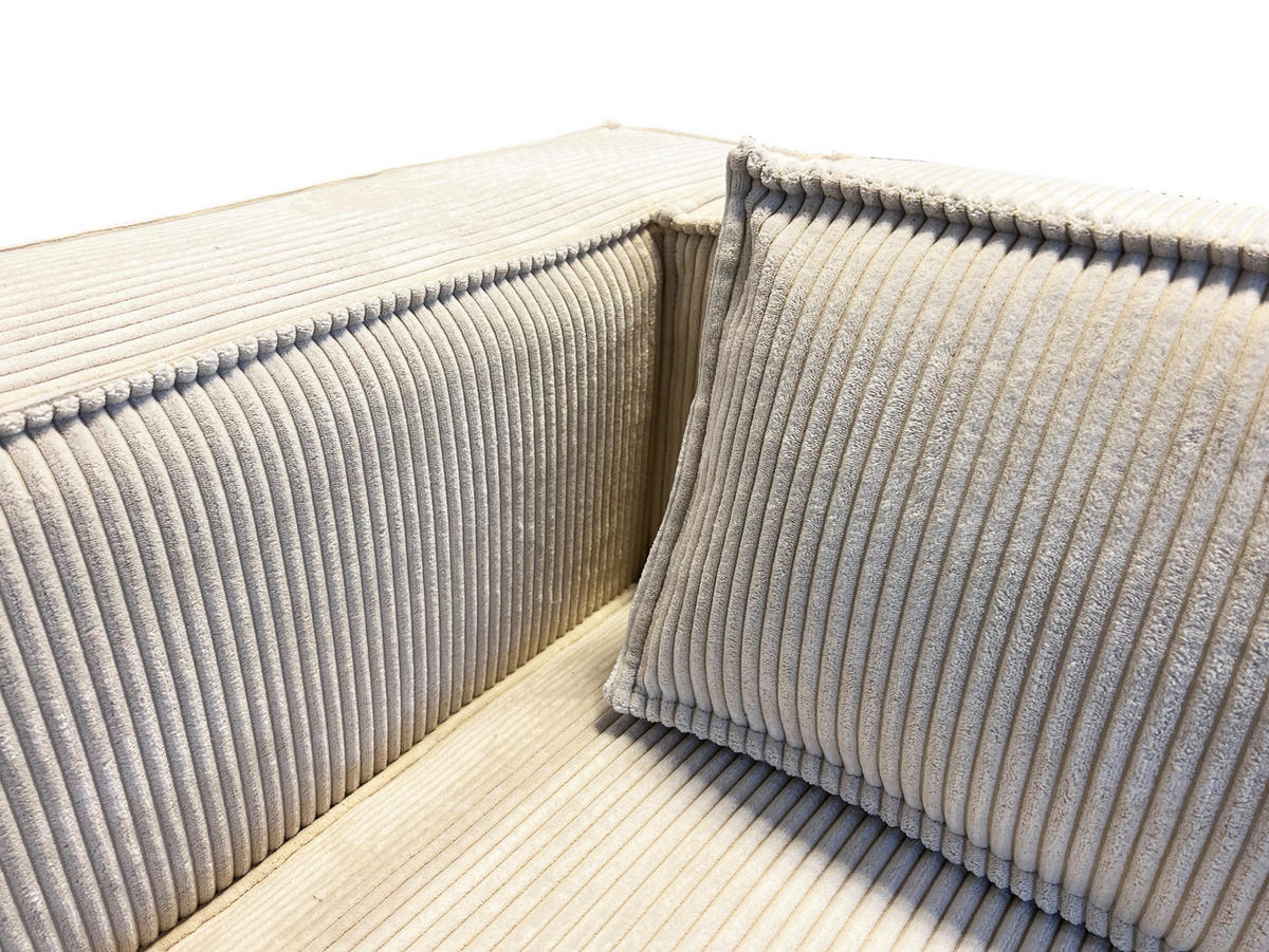 3-SITZER-SOFA Nova Beige Cord - Beige/Schwarz, Holz/Kunststoff (230/64/92cm) - S-Style Möbel