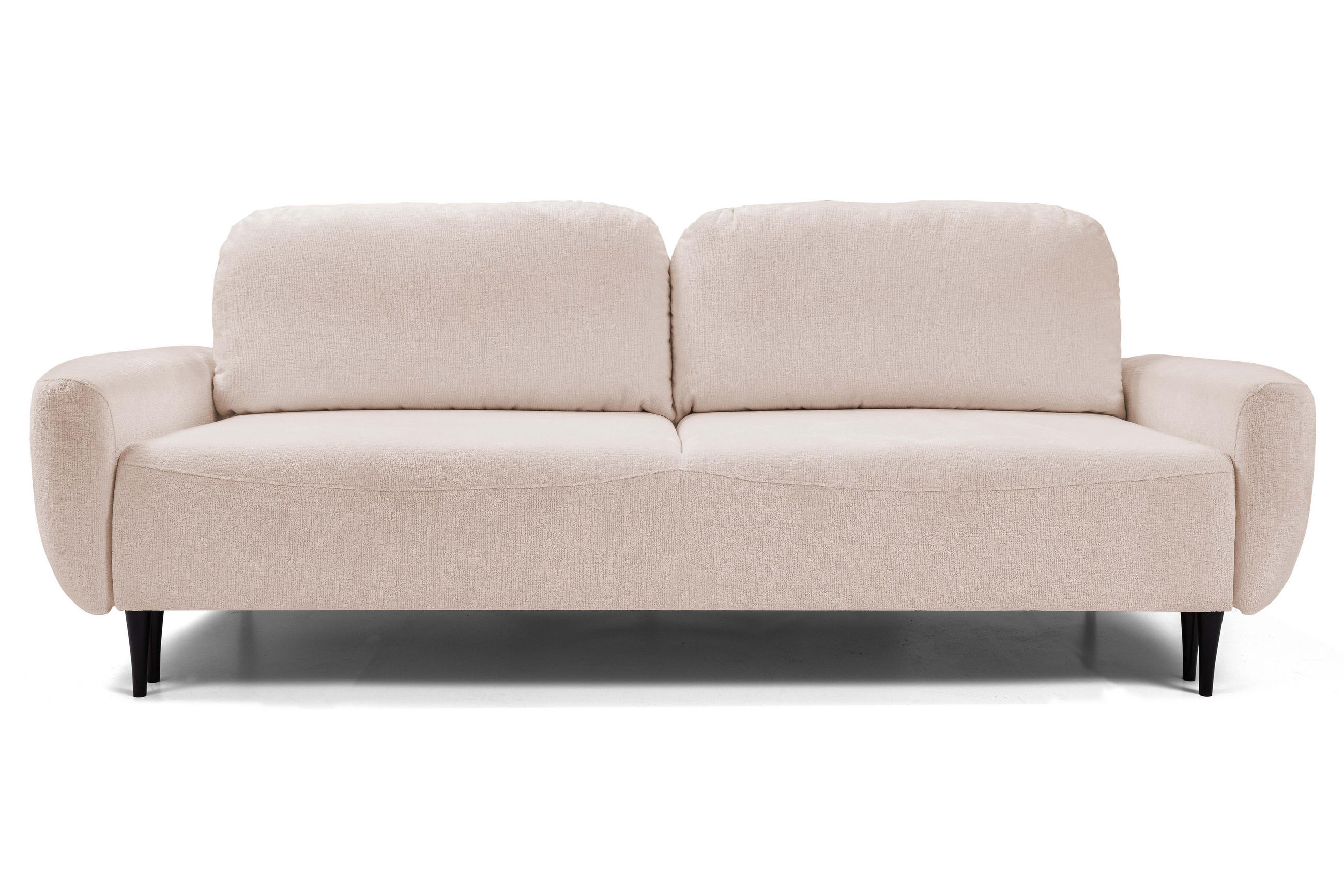 SOFA BOHO Mit Schlaffunktion Und Bettkasten, Wellenfederung, PUR-Schaum, Holzfüße, lose Rückenkissen, freistehend, 244x102x92 cm Rose - Rosa, Holz/Textil (244/92/102cm) - DomoHome
