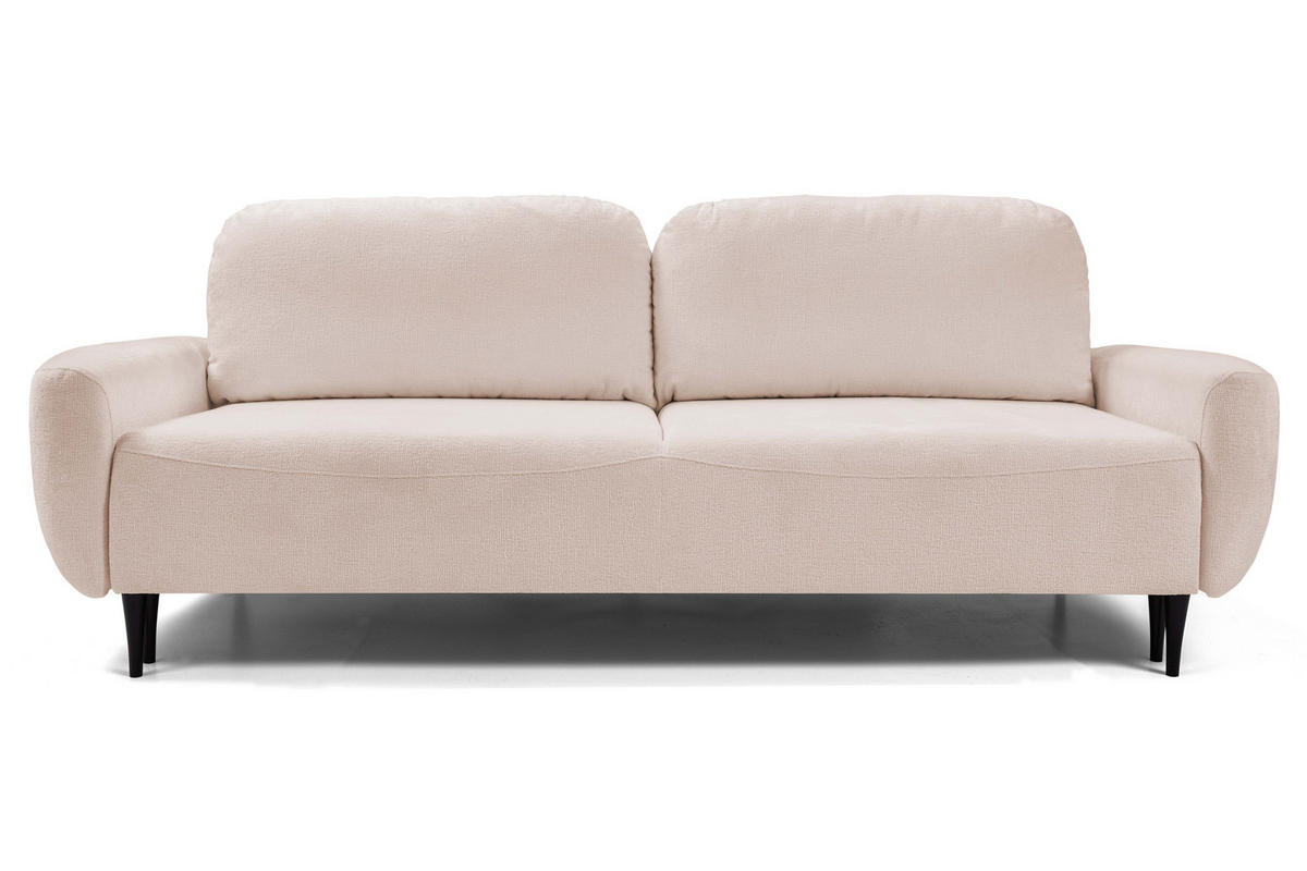 SOFA BOHO Mit Schlaffunktion Und Bettkasten, Wellenfederung, PUR-Schaum, Holzfüße, lose Rückenkissen, freistehend, 244x102x92 cm Rose - Rosa, Holz/Textil (244/92/102cm) - DomoHome