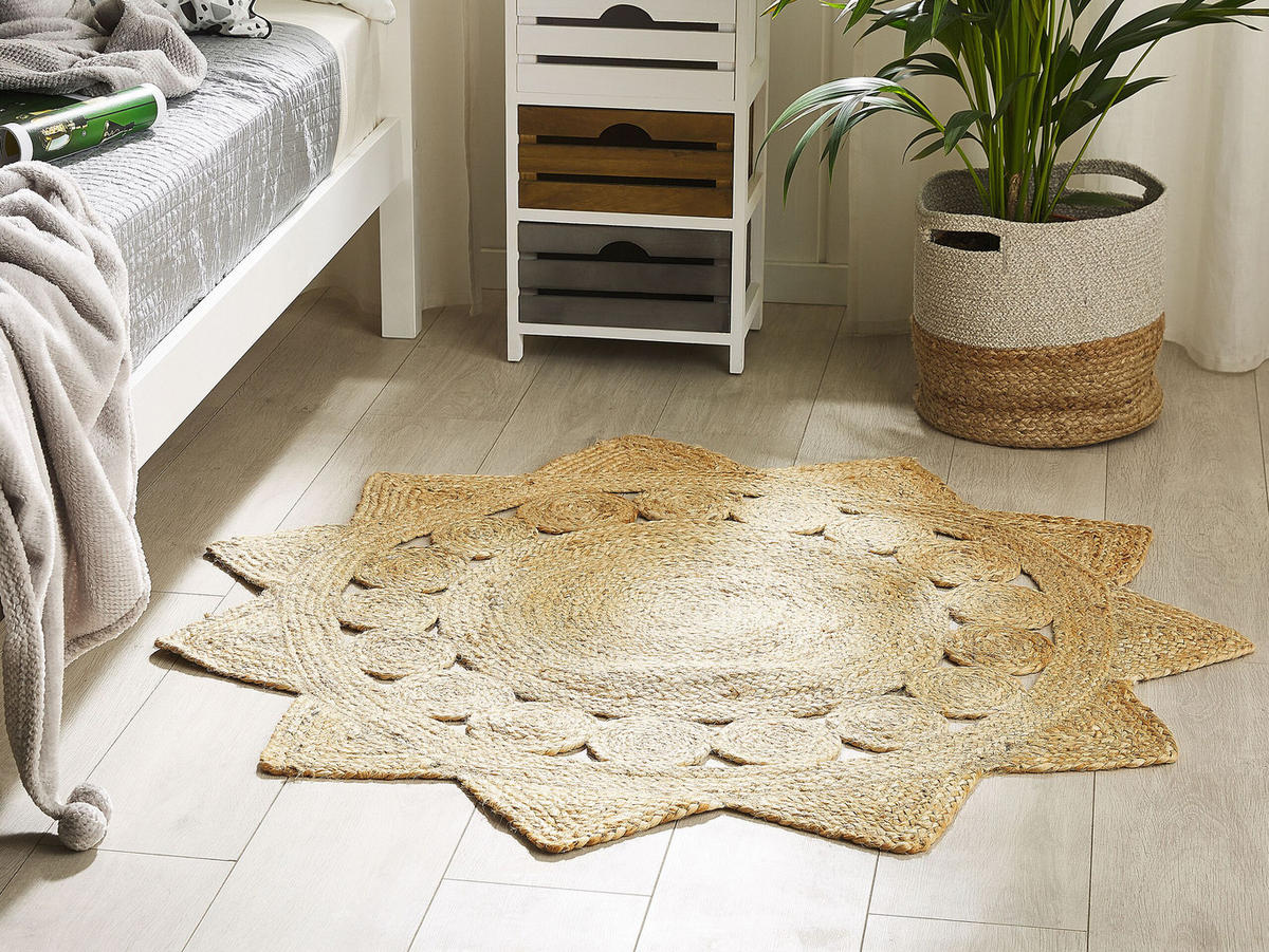 KURZFLOR-TEPPICH Araban 120/120 cm - Beige, Naturmaterialien (120/120cm) - Beliani