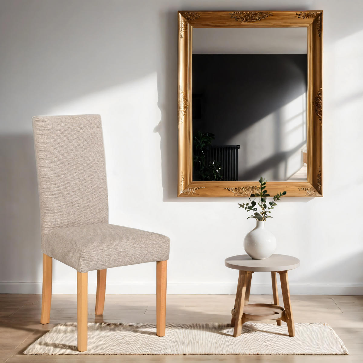 STUHL 2er Set Roma 2, grandson - Beige/Mokka, Holz (46/97/41cm) - Leaf Design