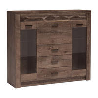 VITRINENKOMMODE Indianapolis I-8 137 x 122 x 42 cm Esche dunkel - Dunkelbraun, Holzwerkstoff/Metall (137/122/42cm) - Koseto
