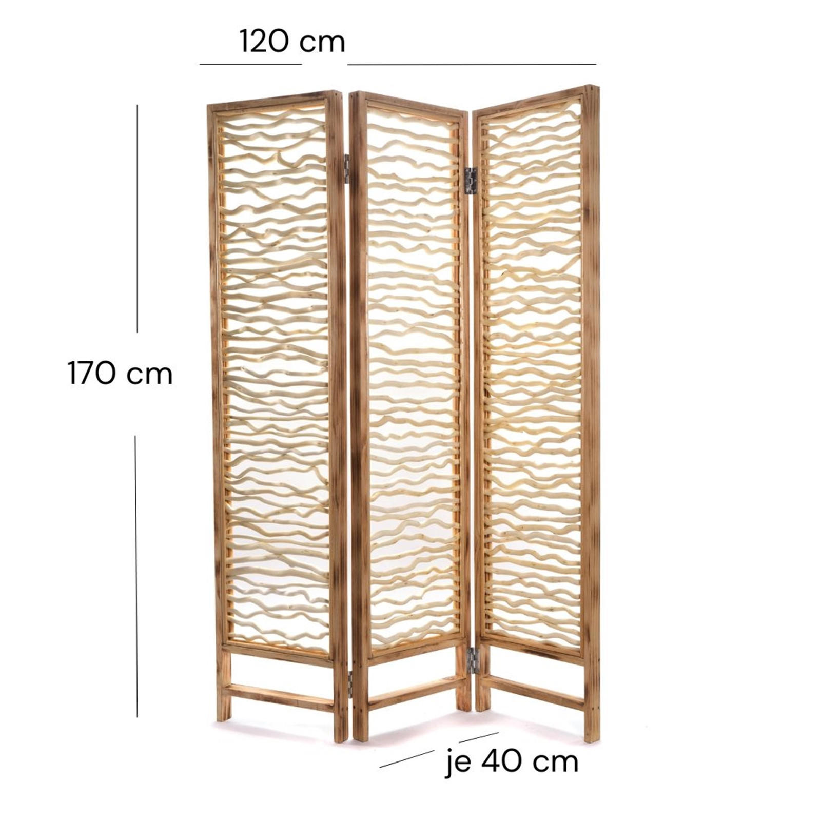 RAUMTEILER Twig 3-tlg. 170x120 cm, Holz, klappbar naturfarben - Naturfarben, Holz (120/170/5cm) - CREEDWOOD