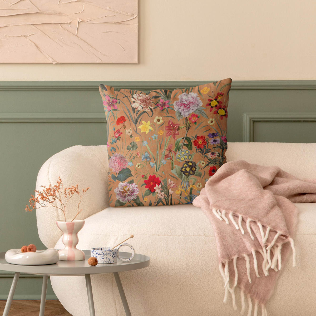 DEKOKISSEN Wildblumenmuster 50/50 cm - Braun, Textil (50/50/10cm) - Bilderwelten