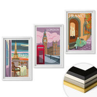 WANDBILDER 3er-Set - 40x60 cm Weißer Rahmen - Ansichten Paris London Retro - Weiß, Kunststoff (40/60cm) - ArtPrintCave