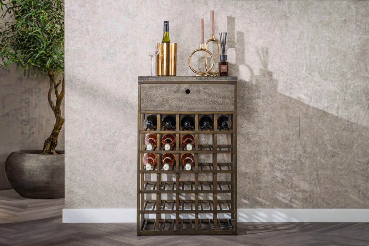 WEINSCHRANK BALZAR Bronze Metall - Bronzefarben, Metall (54/85/35cm) - KAWOLA