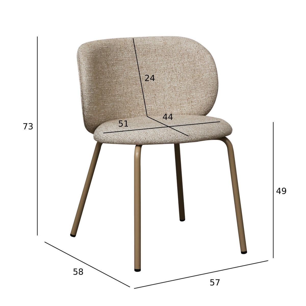 STUHL-SET 2 Stück in Teddystoff Beige - Beige, Textil/Metall (57/73/58cm) - Furnhouse