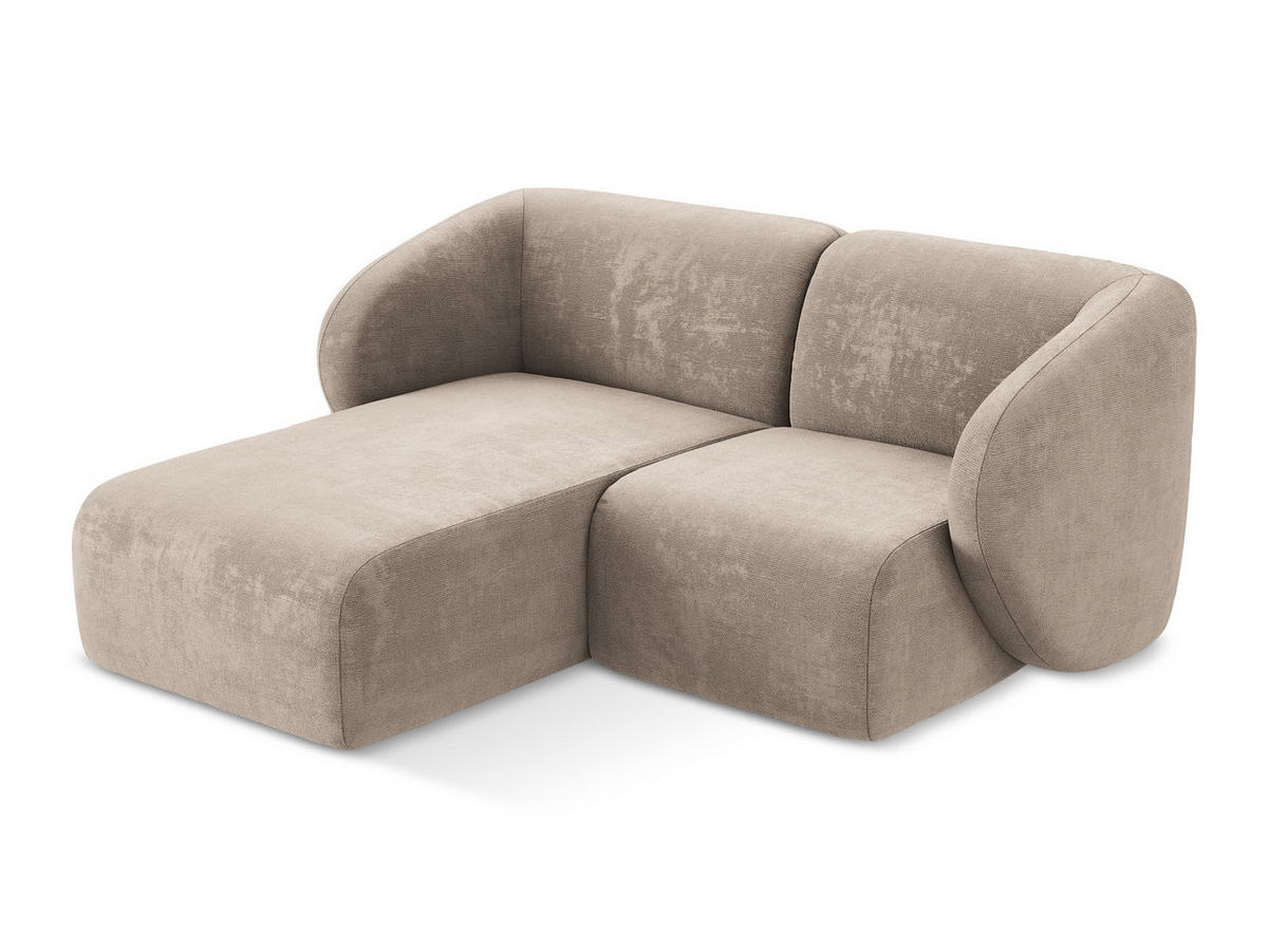 ECKSOFA Links Chenille Stoff Beige - Schwarz/Cappuccino, Holzwerkstoff/Kunststoff (178/166cm) - Makamii