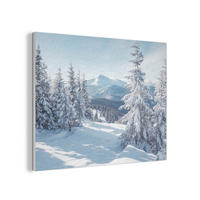 AKUSTIKPANEEL Winterlandschaft - Natur - Berge - Bäume - Schnee 100x70 cm - Hellblau, Textil (100/0.9/70cm) - MuchoWow