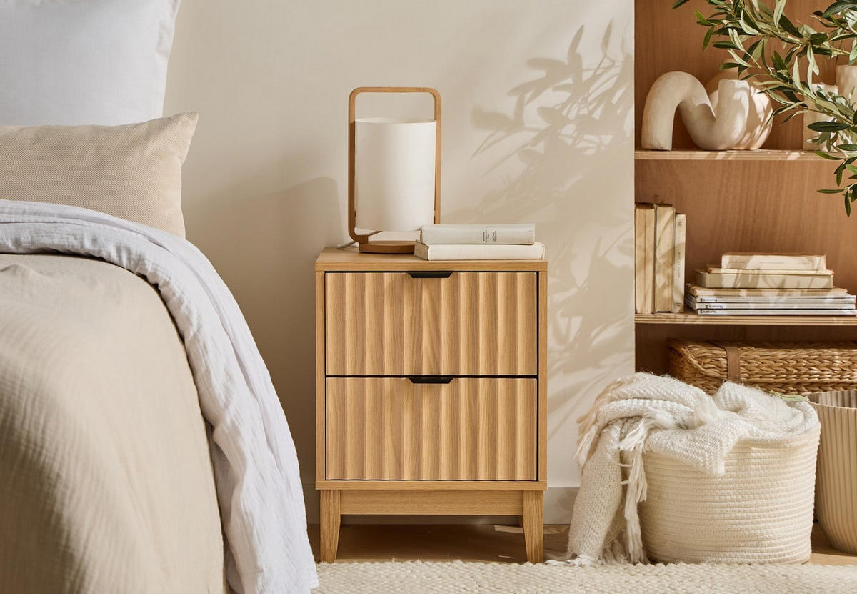 NACHTTISCH mit 2 Schubladen - bologne 40/40/52 cm - Eschefarben, Holzwerkstoff (40/52/48.5cm) - Calicosy