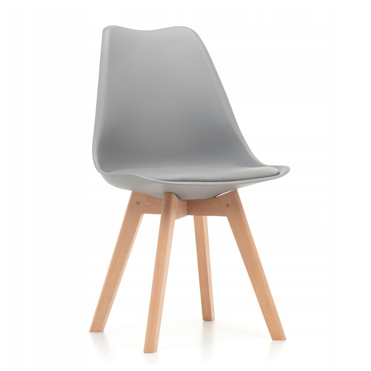 STUHL skandinavisch Dublin hell grau mit Kissen - Hellgrau/Naturfarben, Holz/Kunststoff (49/83/54cm) - NEW HOME