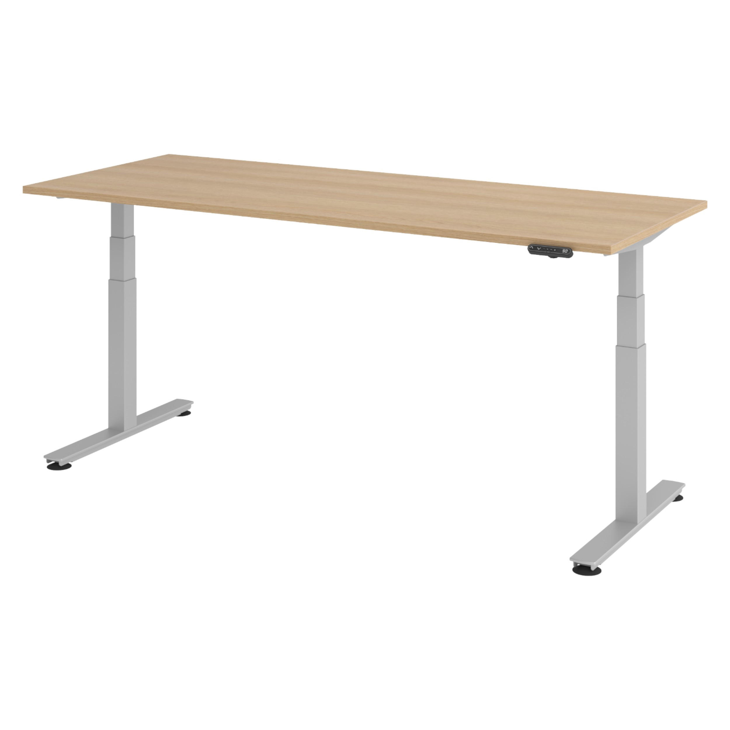 SCHREIBTISCH elektrisch XDSM 80/200/74 cm in Eichefarben/Silberfarben - Eichefarben/Silberfarben, Holzwerkstoff (80/200/74cm) - bümö