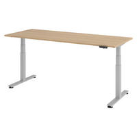 SCHREIBTISCH elektrisch XDSM 80/200/74 cm in Eichefarben/Silberfarben - Eichefarben/Silberfarben, Holzwerkstoff (80/200/74cm) - bümö