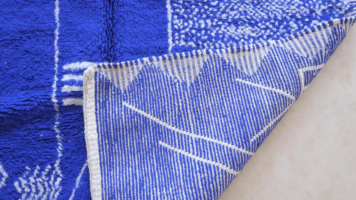 BERBERTEPPICH grafisch und modern aus Wolle 200x 300 cm - Blau, Naturmaterialien (200/300cm) - AFK Living