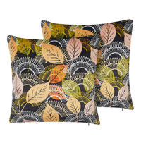DEKOKISSEN 2er-Set Bunt 45/45 cm Lagurus - Multicolor, Textil (45/45cm) - Beliani