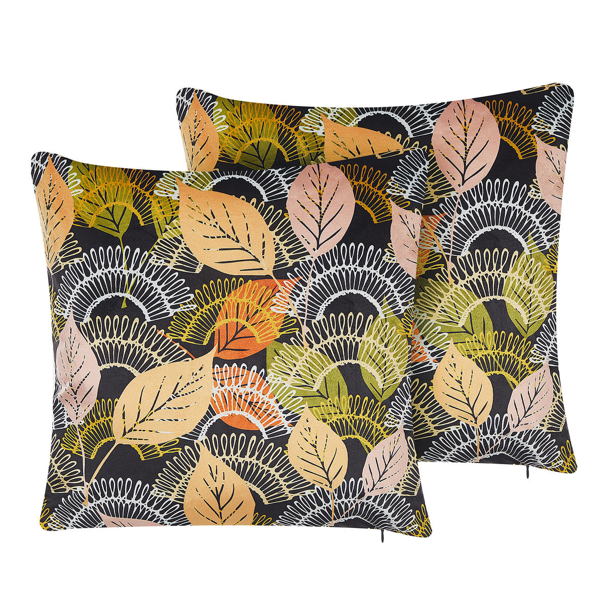 DEKOKISSEN 2er-Set Bunt 45/45 cm Lagurus - Multicolor, Textil (45/45cm) - Beliani