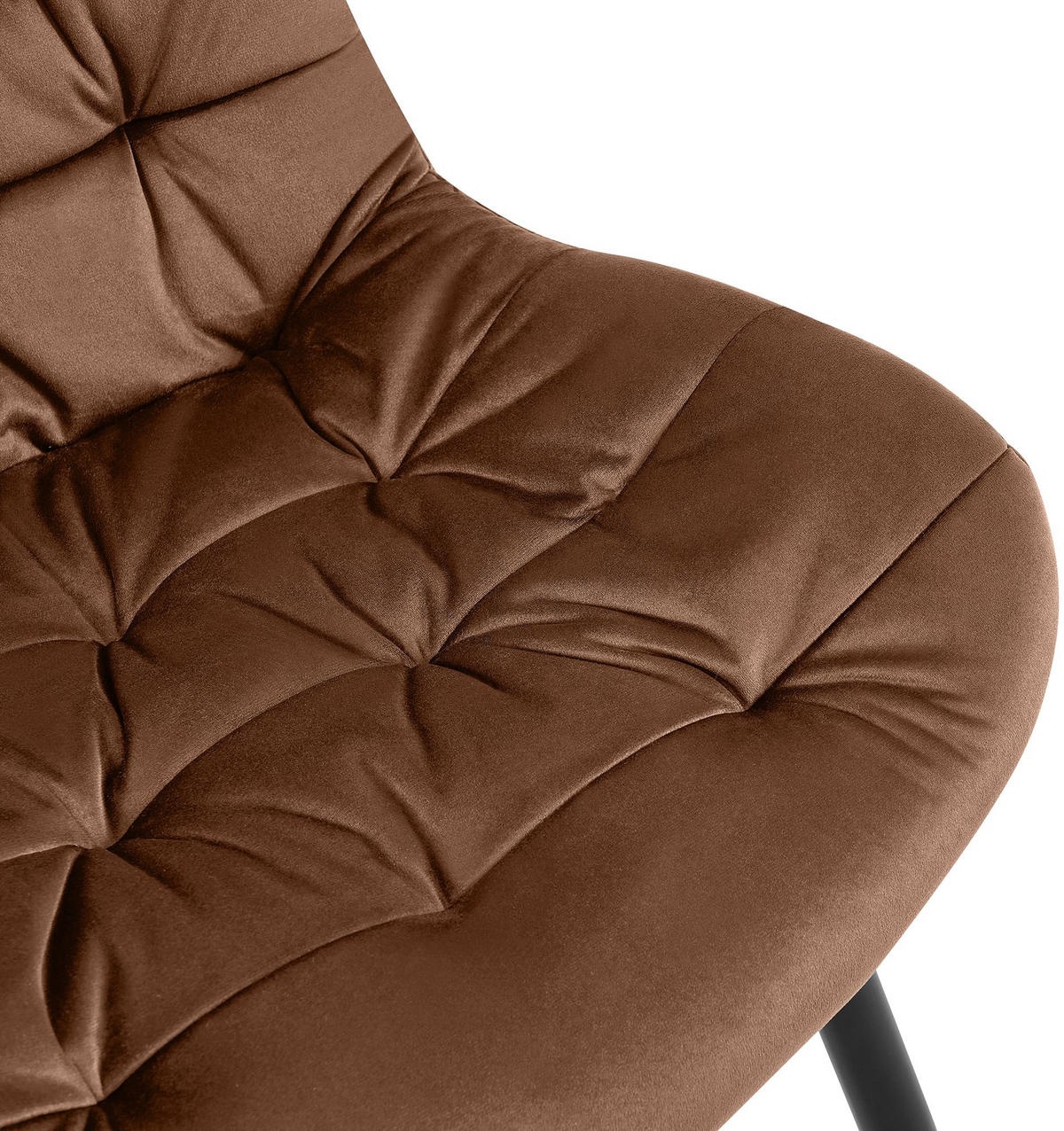 STUHL 2er Set Samt Braun - Schwarz/Braun, Textil/Metall (56/85/63cm) - CLP