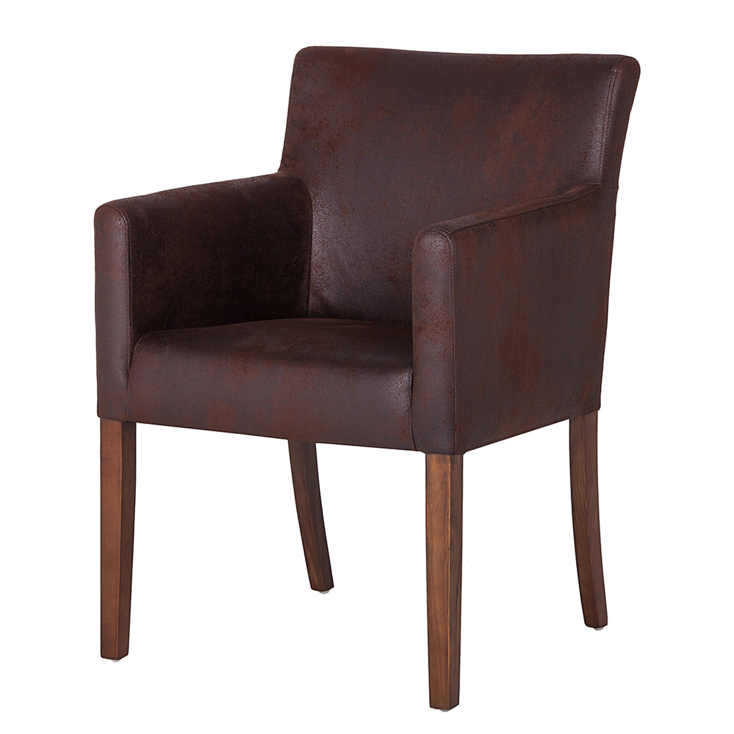 ARMLEHNENSTUHL - Microfaser / Massivholz - Braun, Holz/Textil (62/85/66cm) - home24