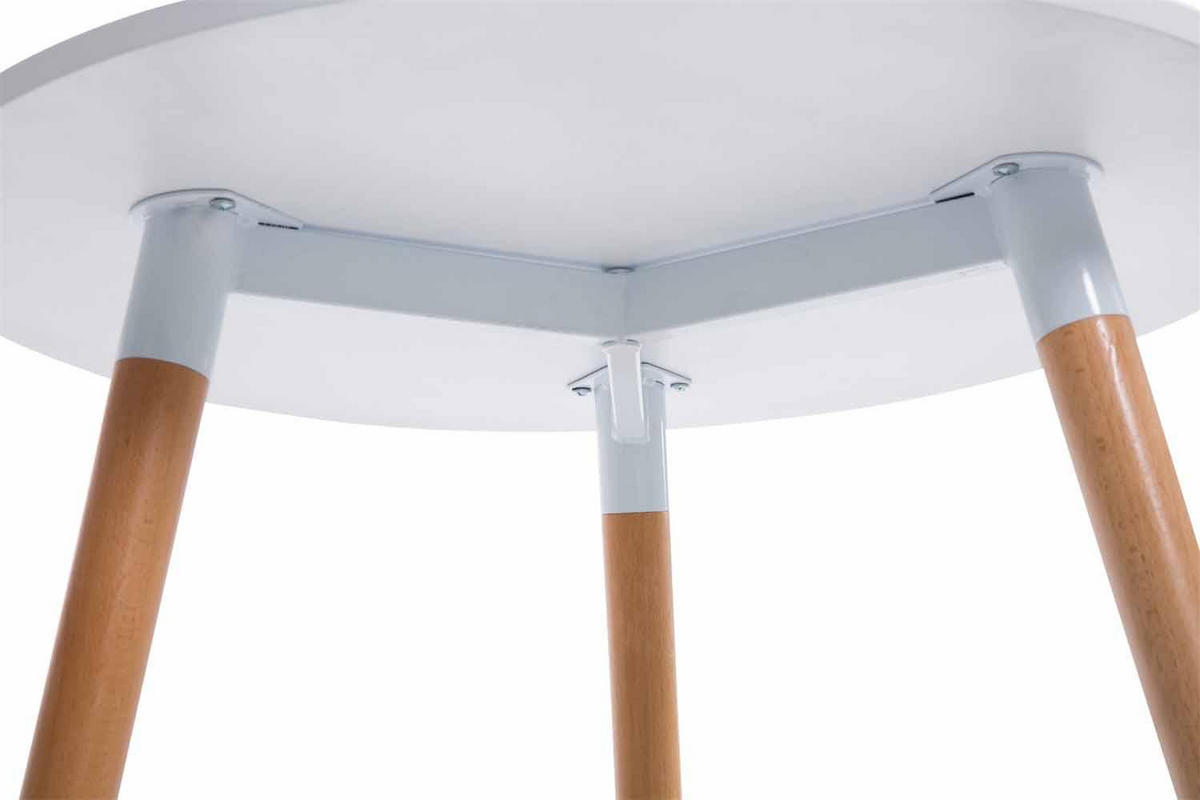 KONSOLENTISCH rund 80 cm Holz Weiß - Eukalyptusholzfarben/Weiß, Holz (80/80/75cm) - CLP