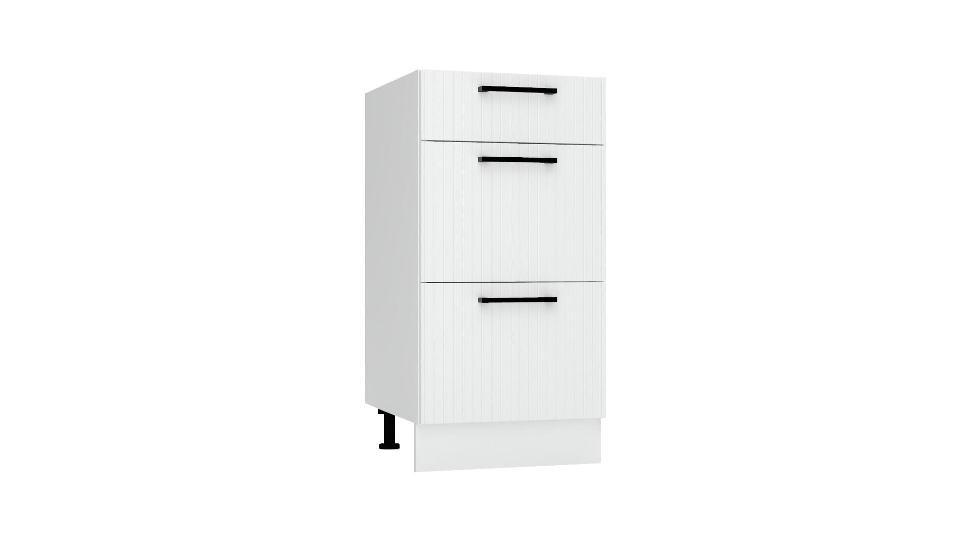 UNTERSCHRANK - D40S3 ( S2100/7 ) - KATE - 3 Schubladen für effiziente Organisation - Weiß, Holz/Metall (40/82/52.4cm)