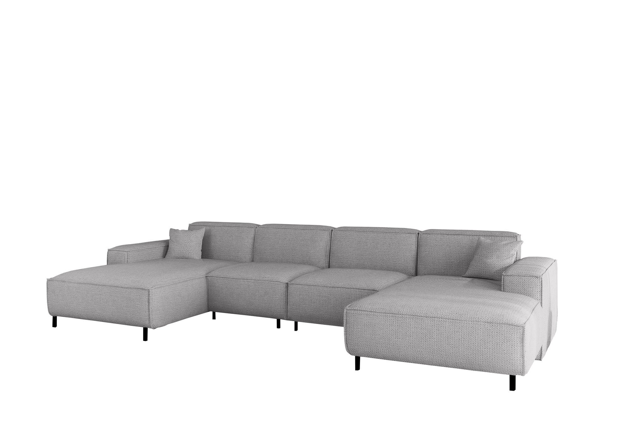 WOHNLANDSCHAFT Gloria In Artico - Hellgrau, Holzwerkstoff/Textil (378/73/165cm) - Fun Möbel