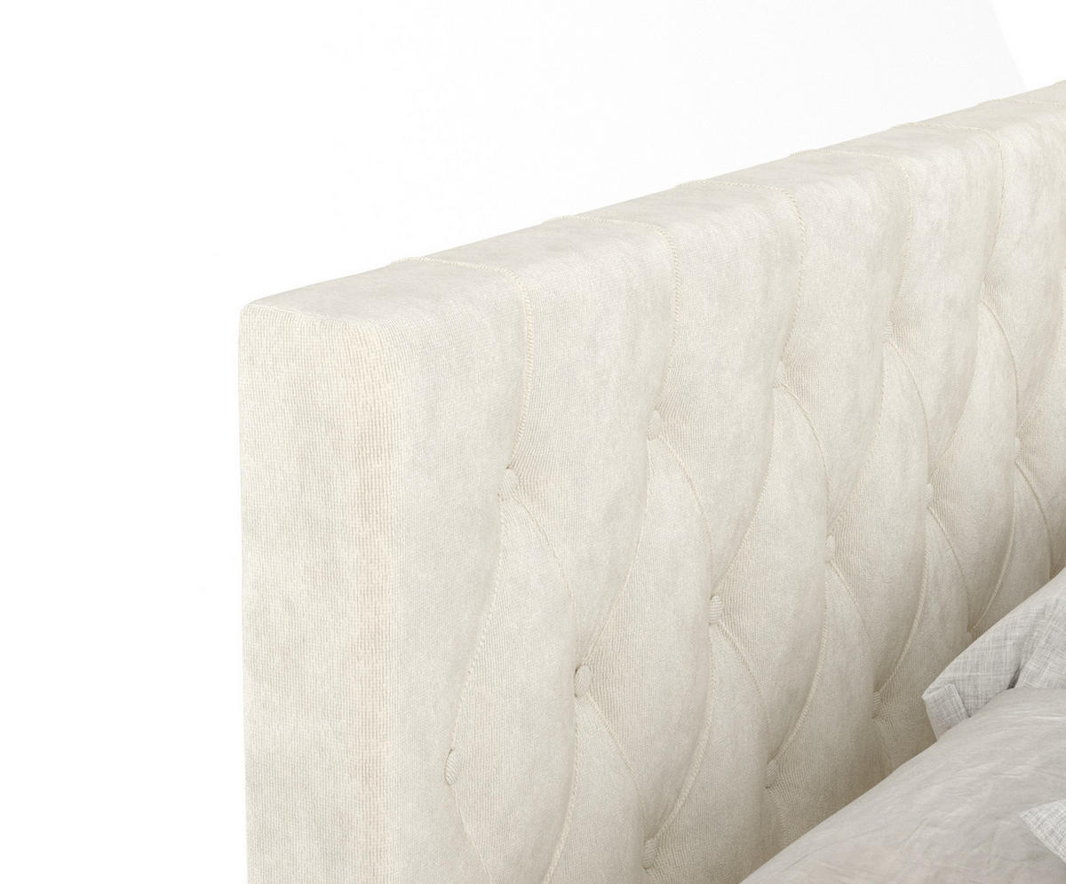 BOXSPRINGBETT Excelsior Creme 160/200 cm mit Latex-Topper - Silberfarben/Creme, Holz/Holzwerkstoff (160/200cm) - Maison de Reve