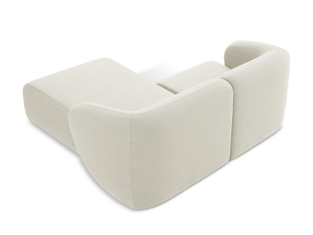 ECKSOFA Rechts Bouclé Stoff Beige - Sandfarben/Schwarz, Holzwerkstoff/Kunststoff (178/166cm) - Makamii
