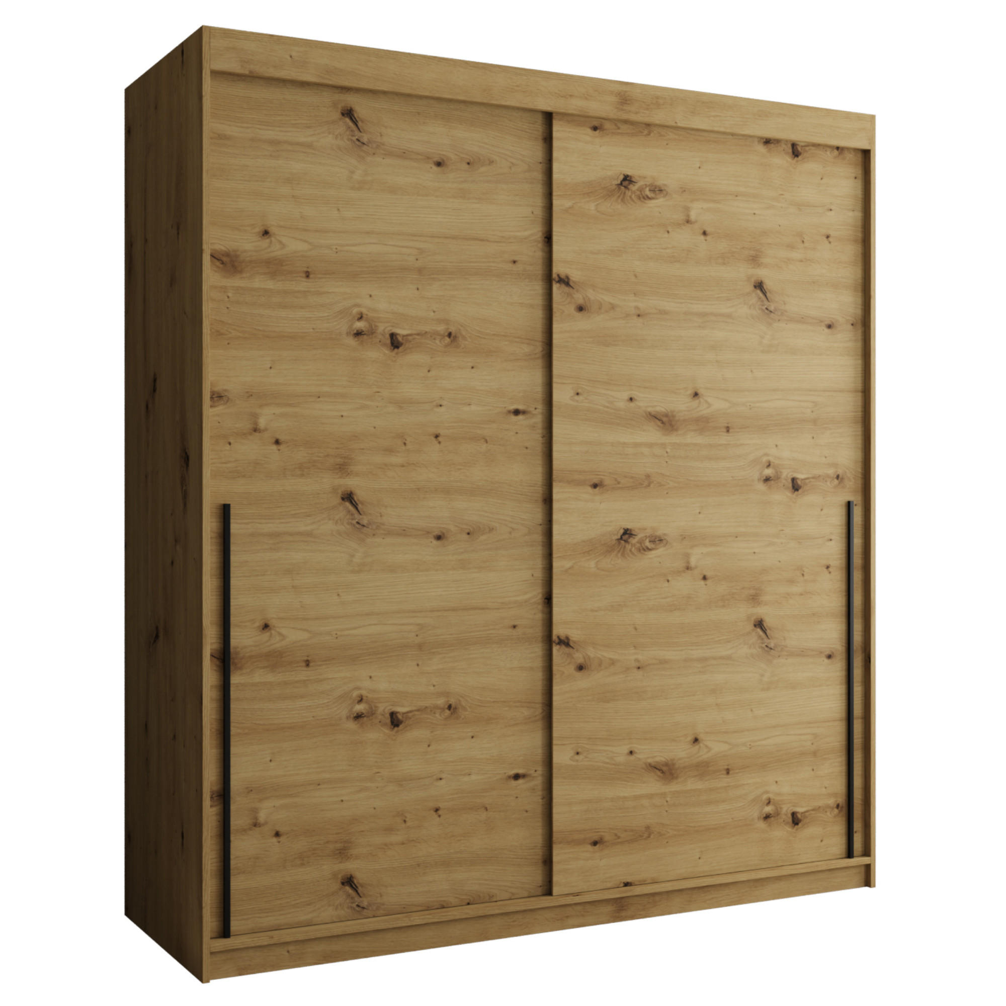 SCHIEBETÜRENSCHRANK 180 cm Breite Artisan mit schwarzem Griff - Schwarz/Eiche Artisan, Holzwerkstoff (180/200/62cm) - Home Collective