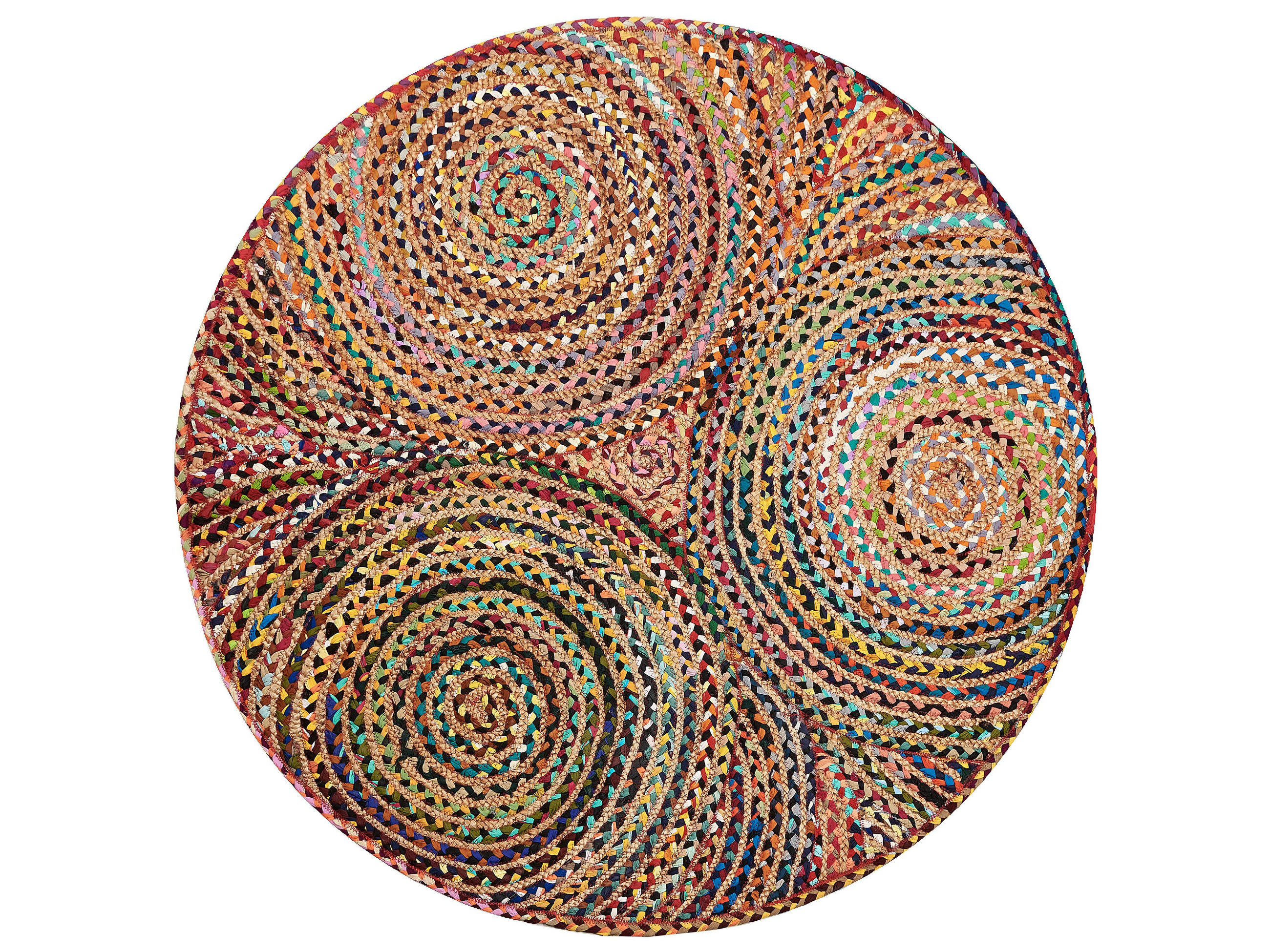 TEPPICH geflochten Yenice 140/140 cm - Multicolor, Textil (140/140cm) - Beliani