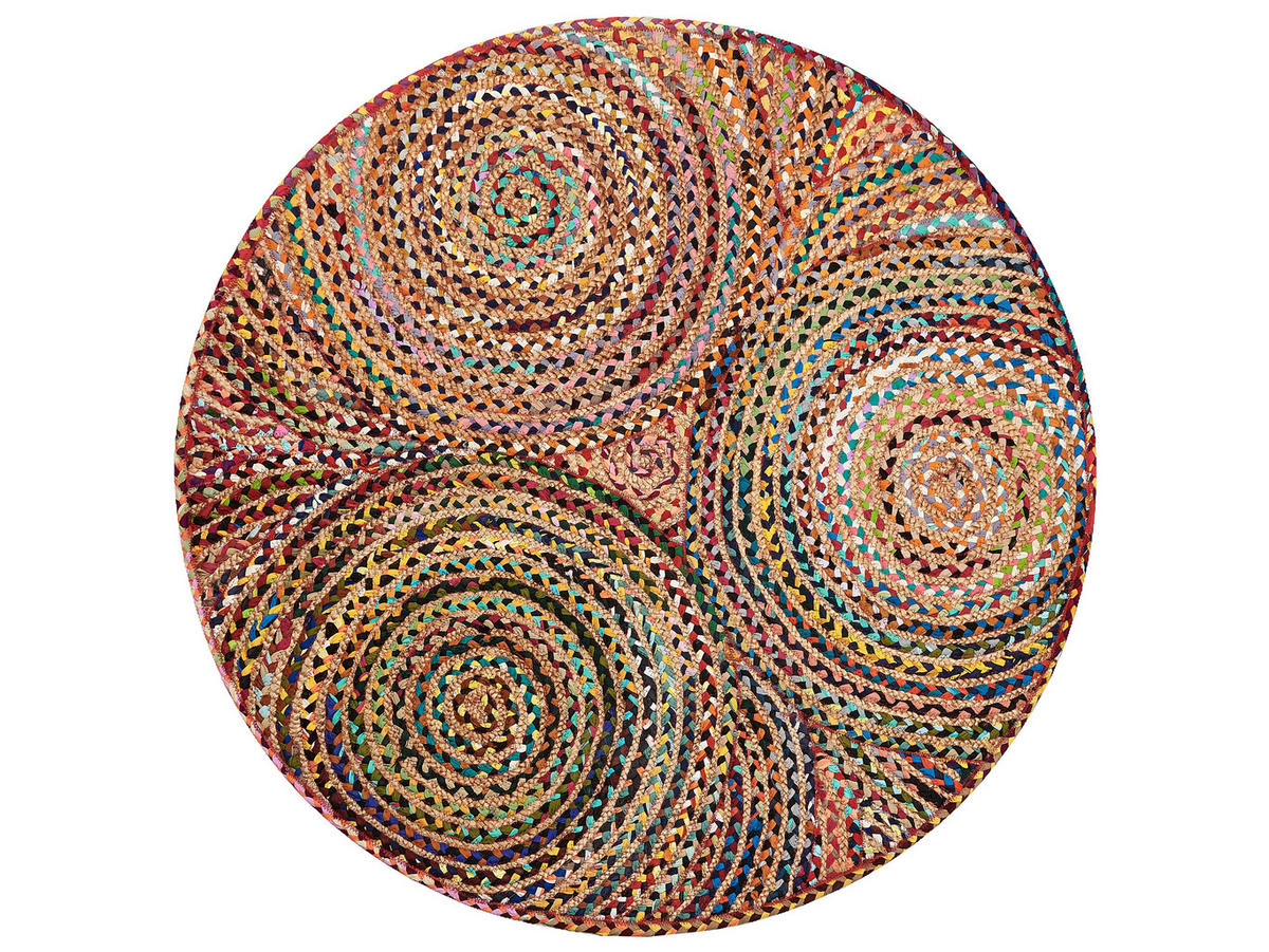 TEPPICH geflochten Yenice 140/140 cm - Multicolor, Textil (140/140cm) - Beliani
