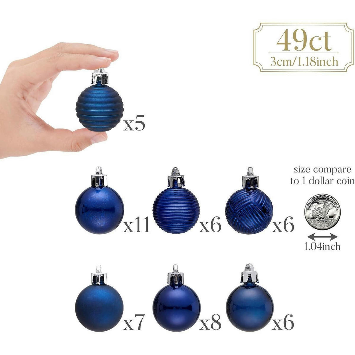 CHRISTBAUMKUGELN 49-teiliges Set 3 cm Blau - Blau, Kunststoff (3/3/3cm)