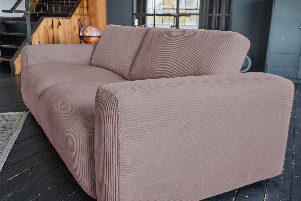 SOFA BODHI Pink Cord - Schwarz/Rosa, Kunststoff/Textil (242/80/110cm) - KAWOLA