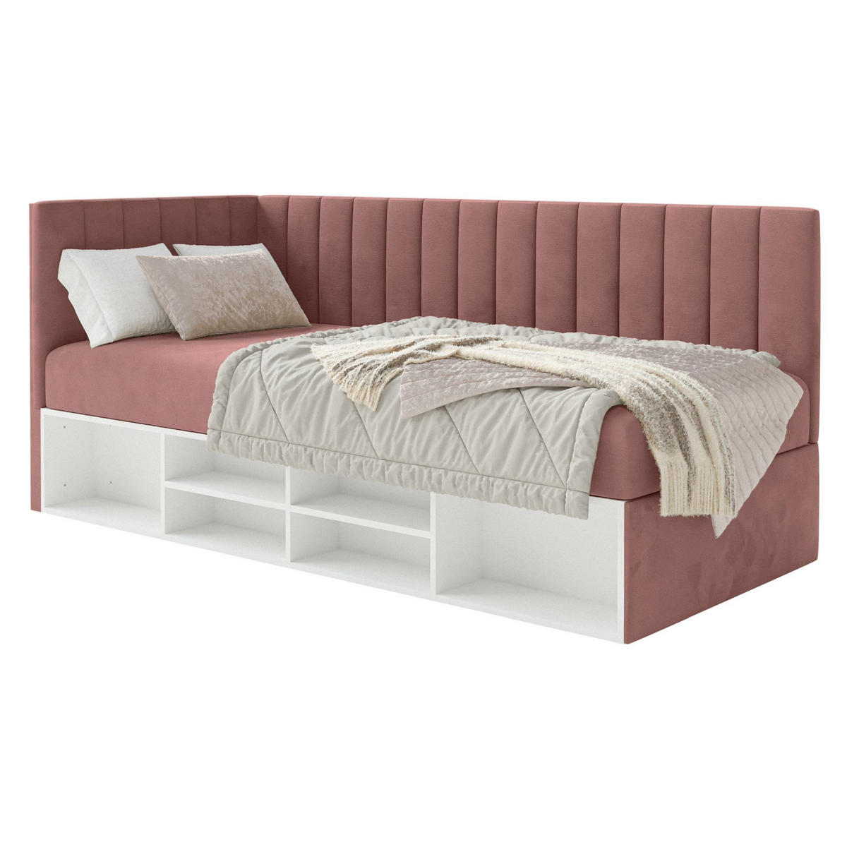 JUGENDBETT Ventrio Rosa Easy-Clean-Samtbezug 90x200 cm - Pink, Kunststoff/Textil (90/200cm) - Selsey