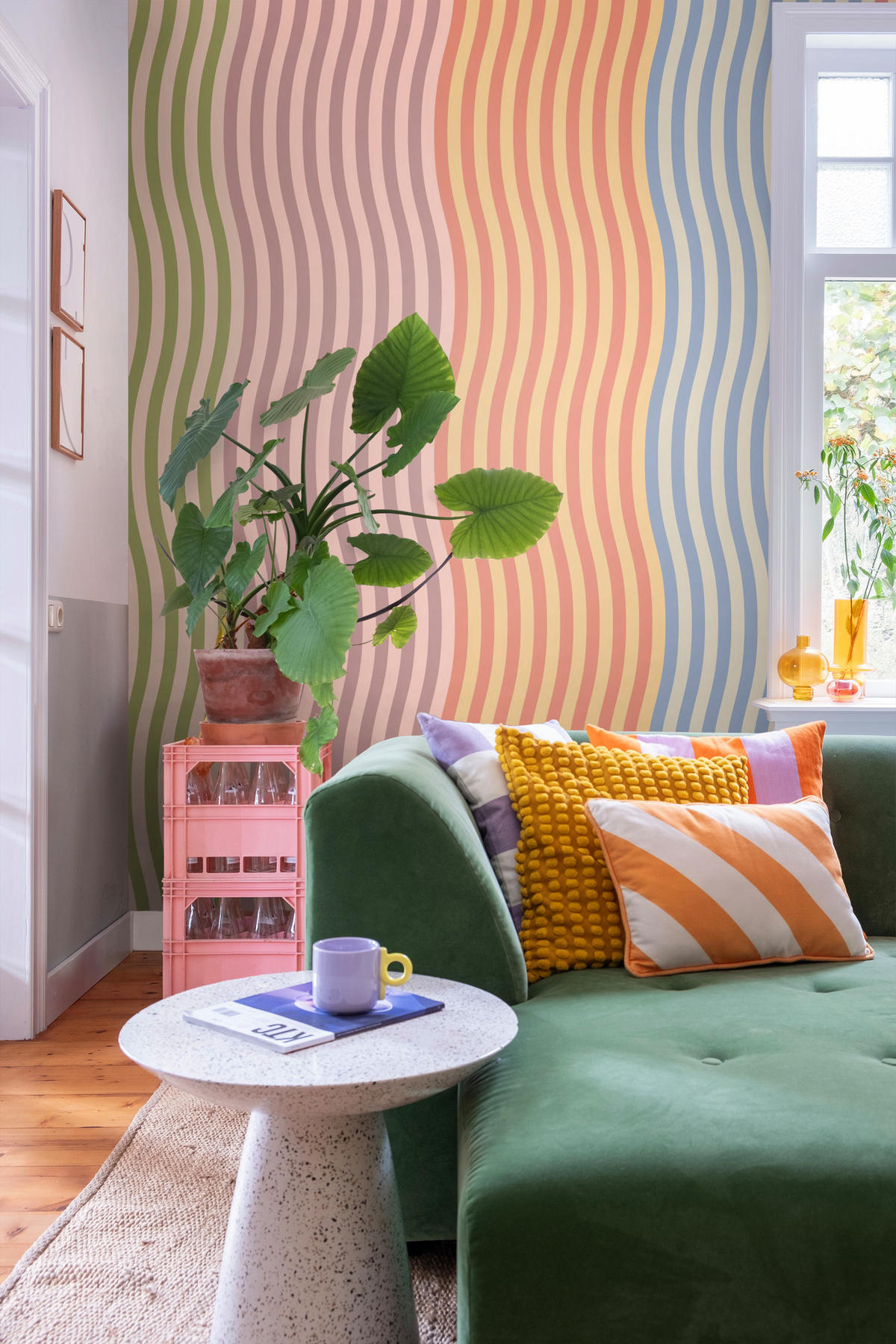 FOTOTAPETE Zickzack-Motiv 300 x 279 cm - Pink, Papier (300/279cm) - ESTAhome