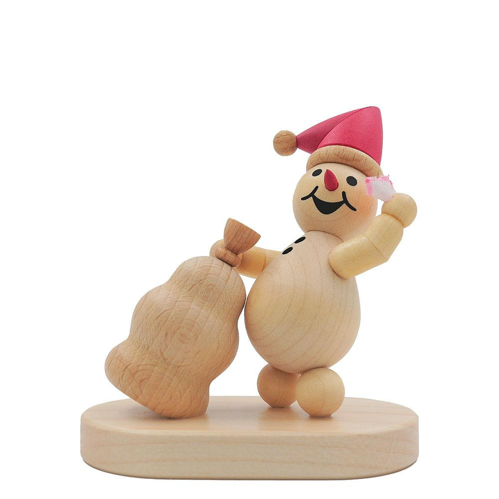 HOLZFIGUR Schneemann Junior Weihnachtswichtel auf Sockel 7 cm - Multicolor, Holz (9/10/0.1cm)