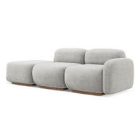 3-SITZER SOFA Links Bouclé Stoff Grau - Silberfarben/Braun, Holz/Textil (95/73/258cm) - Makamii