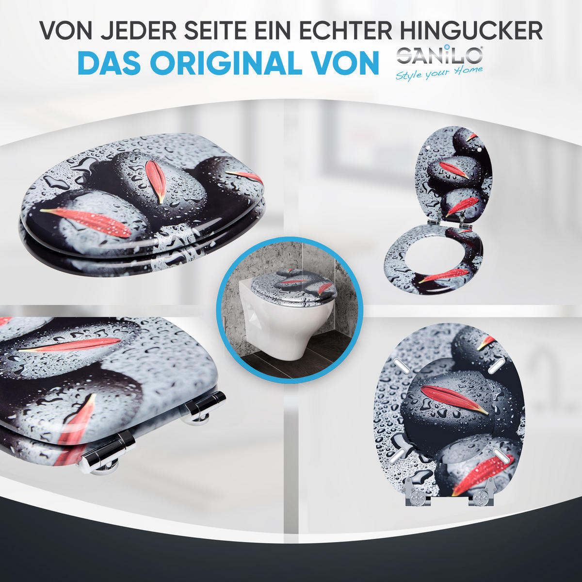 WC-SITZ mit Absenkautomatik Elegance - Rot/Schwarz, Holzwerkstoff (38/6/47cm) - Sanilo