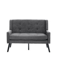 SITZBANK 2-Sitzer Leinenpolster mit Knopfsteppung, Massivholzbeinen 119/75/88 cm Dunkelgrau - Dunkelgrau, Textil (75/88/119cm) - Redom