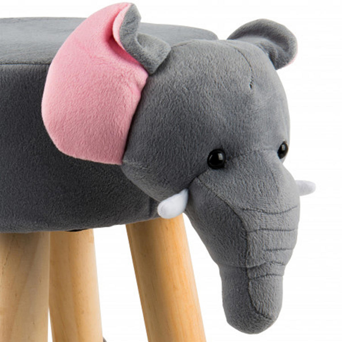 KINDERHOCKER Elefant, Grau - Grau, Holz/Textil (21/29/41cm) - dasmöbelwerk
