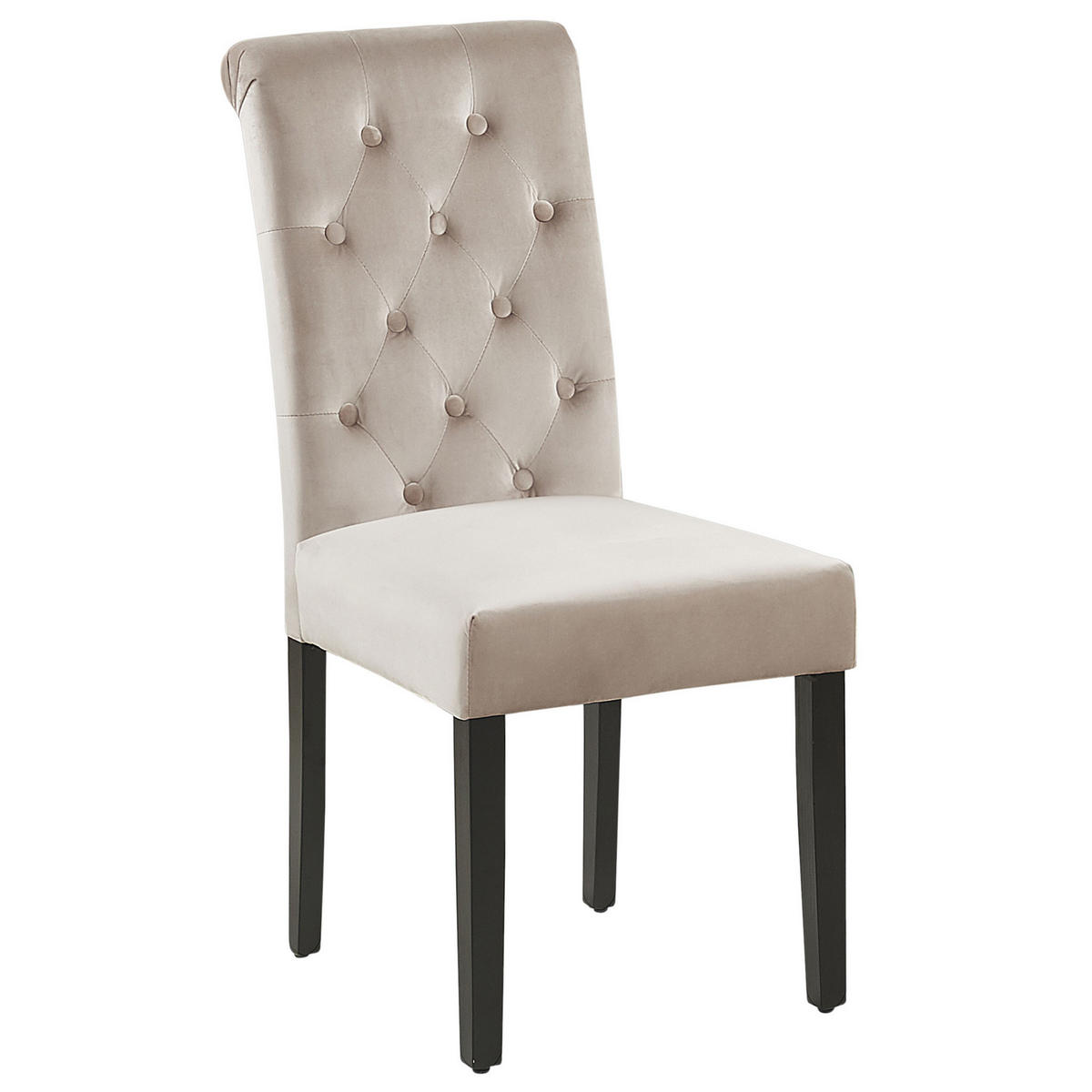 ESSZIMMERSTUHL 2er-Set Samtstoff Beige Velva - Beige, Holz/Textil (46/98/48cm) - Beliani