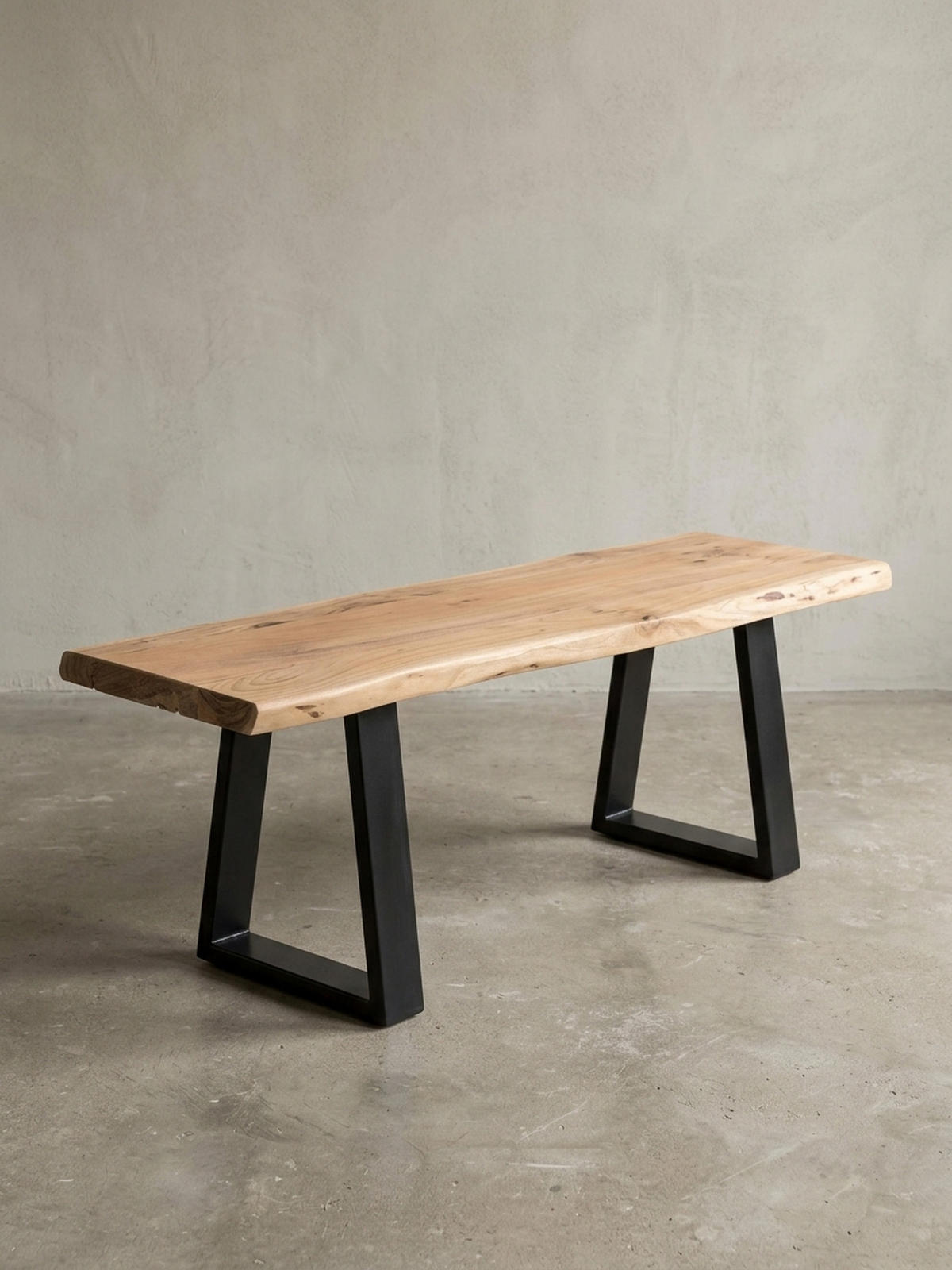ESSZIMMERBANK Akazienholz Metall schwarze Füße, Beige 160x40x45 cm - Beige/Schwarz, Holz/Metall (160/45/40cm) - KADIMA DESIGN