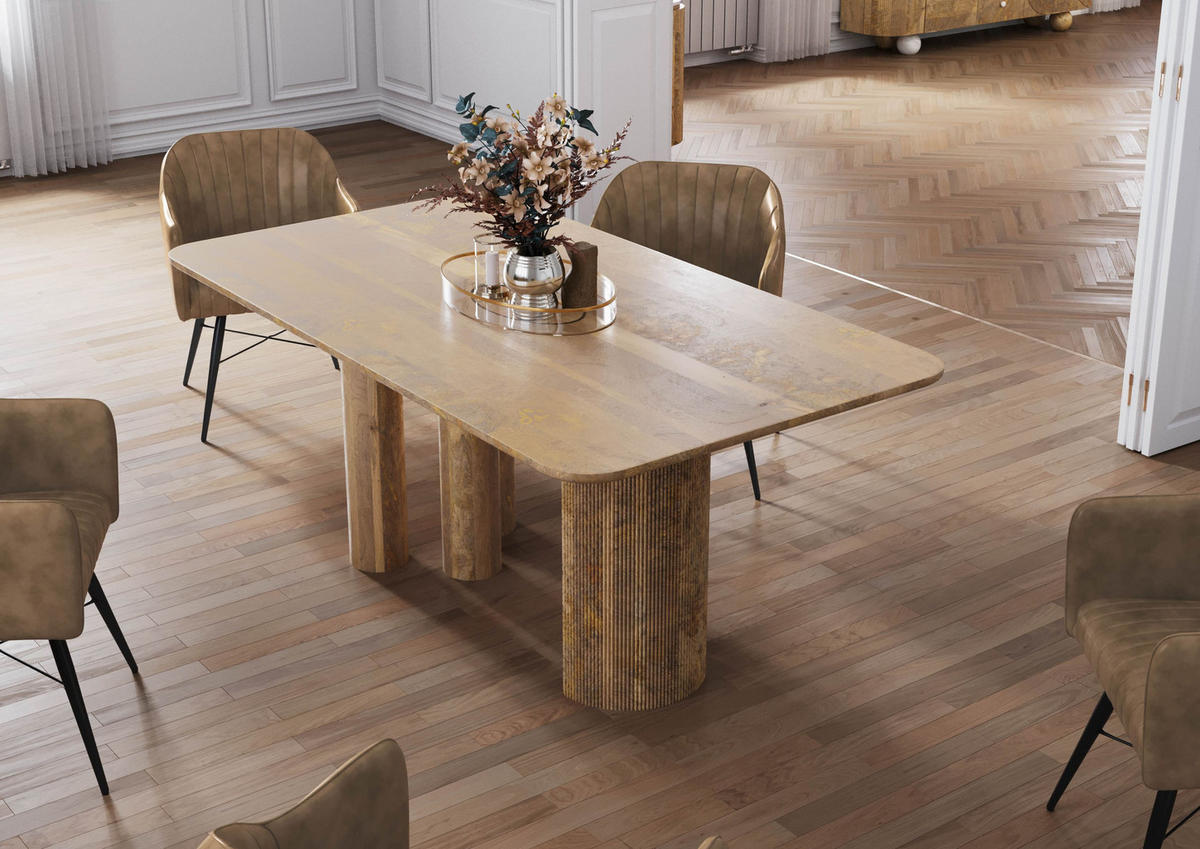 ESSTISCH Mango 180x90x77 natur lackiert FLORENZ #110 - Braun, Holz (90/180/77cm) - Massivmoebel24