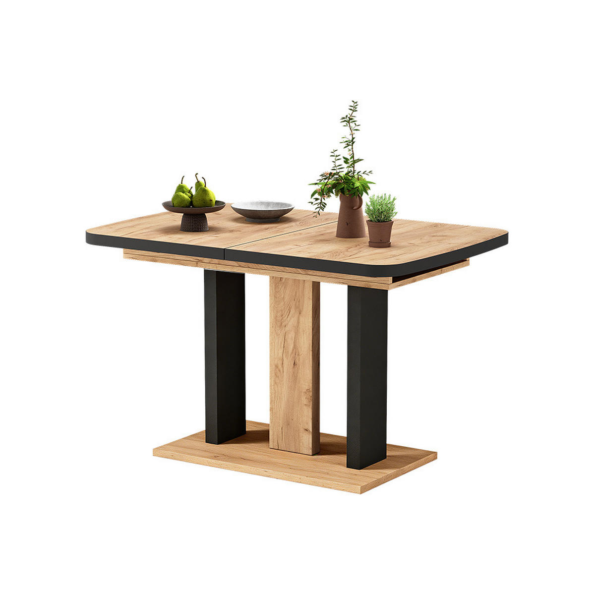 ESSTISCH Fenaro Schwarz/Eiche 120 x 80 cm 2 Teile - Eichefarben/Schwarz, Holzwerkstoff (80/120/77.3cm) - Vicco