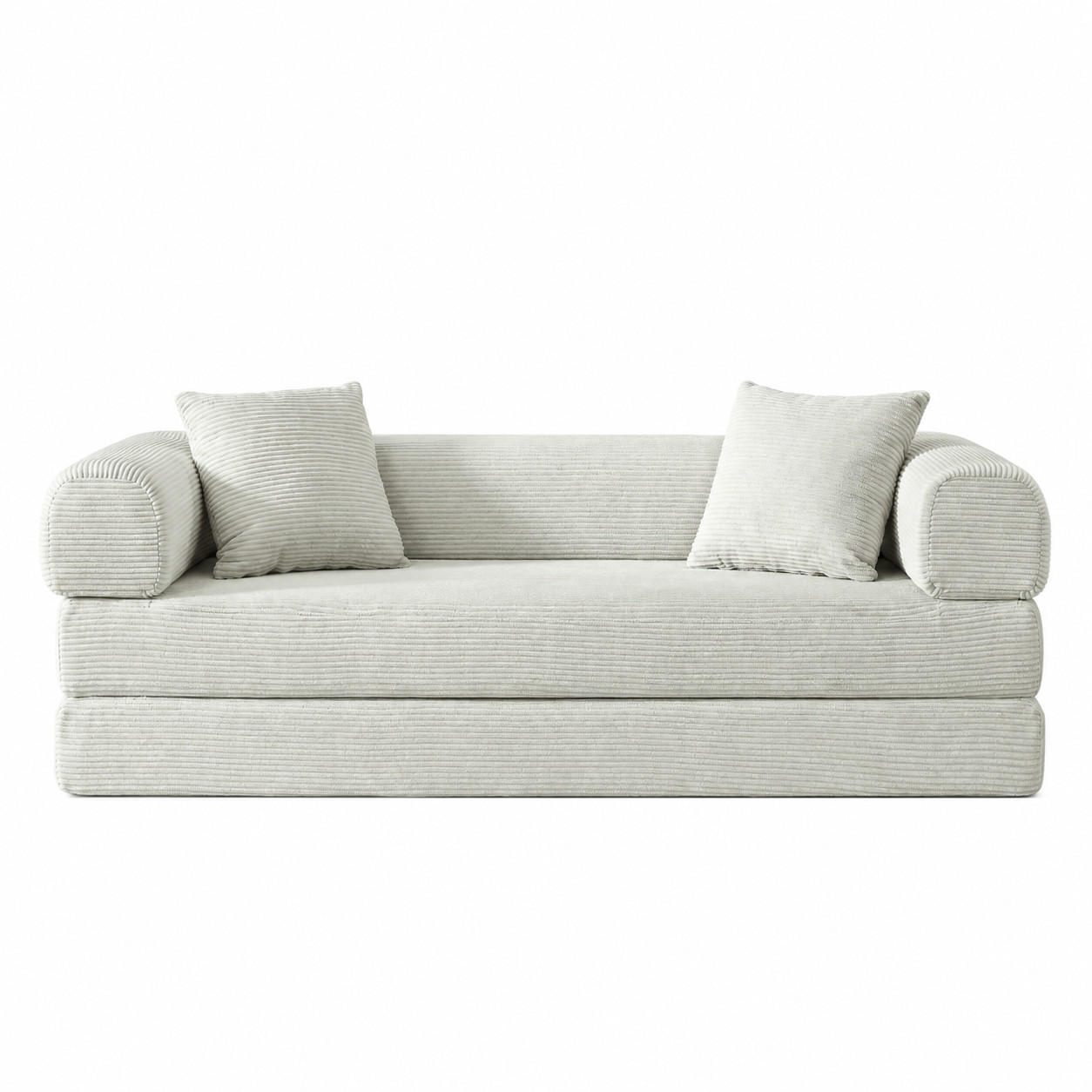SCHLAFSOFA 195/89/59 cm Beige Samtstoff, 3-Sitzer - Beige, Textil (89/59/195cm) - Oxeza
