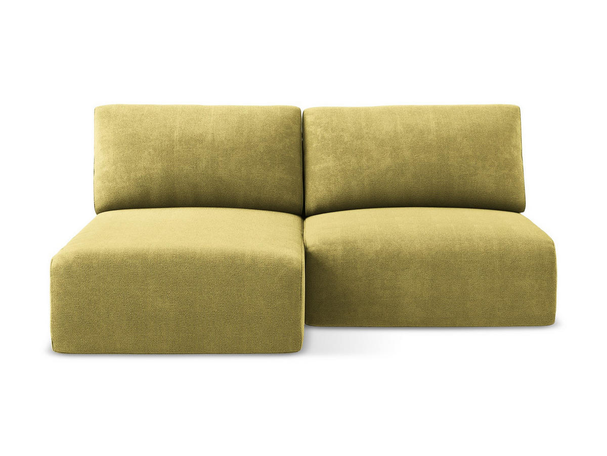 ECKSOFA mit Schlaffunktion links Chenille Stoff Grün - Limette/Schwarz, Kunststoff/Textil (149/210cm) - Makamii