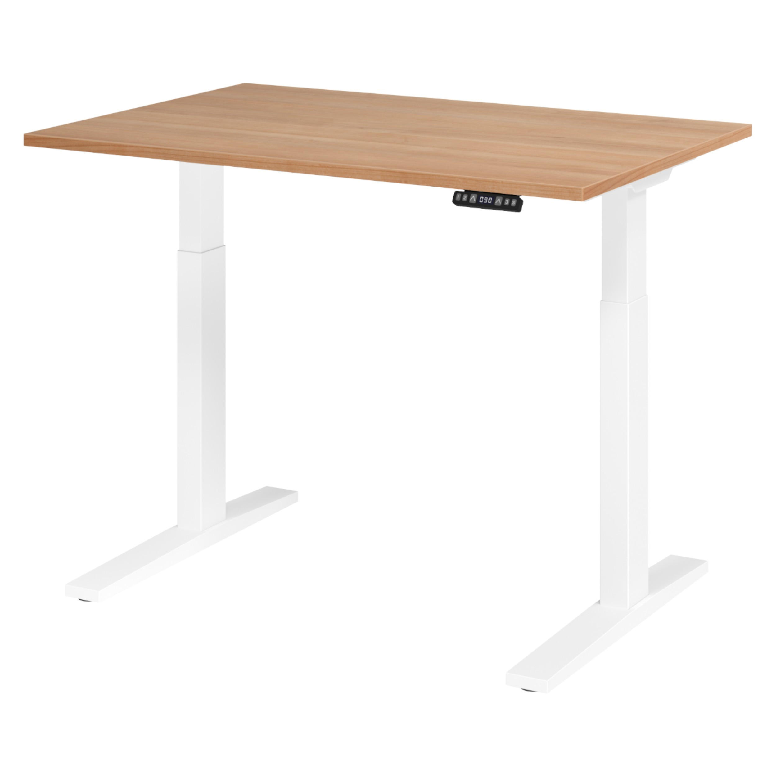SCHREIBTISCH elektrisch XMKA 80/120/74 cm in Nussbaumfarben/Weiß - Nussbaumfarben/Weiß, Holzwerkstoff (80/120/74cm) - bümö